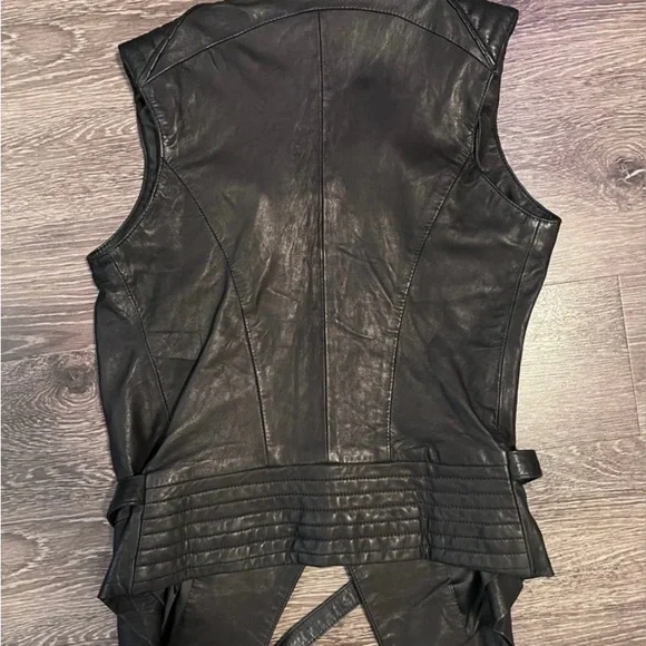 Skingraft Black Moto Leather Vest - Picture 2 of 3